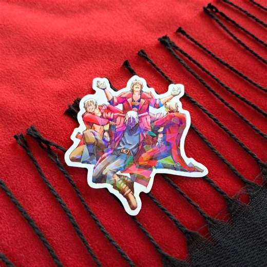 Four Dantes, Devil May Cry Vinyl Sticker, Holographic Laptop Decal, Weatherproof Shiny Decal - Etsy
