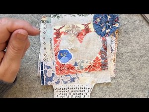 Fabric Scrap Collage PART 6 | From Fabric Scrap to Beautiful fabric hearts Easy Slow Stitch Project
