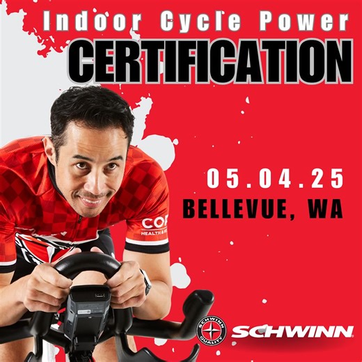 Ready to level up your ride? Join Schwinn’s Indoor Cycling Instructor Certification in Bellevue, WA! When: Sun, May 4 | 10:30 AM – 7:00 PM Where: Pro Club, 4455 148th Ave NE Earn: 0.9 ACE, 0.9 NASM CECs & 9.0 AFAA CEUs Get the tools, tech & training to lead powerful classes with confidence! You’ll leave with: • 5 class plans • A full manual • Certificate of Completion Spots are limited — don’t miss out! Register here 👉corehealthandfitness.regfox.com/030925wapc #schwinn #IndoorCycling #FitnessCe