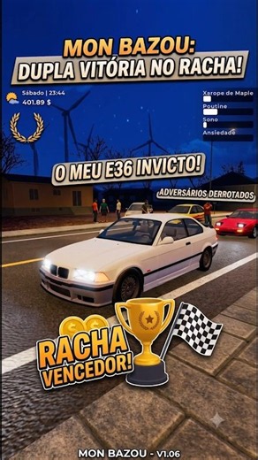 BMW E36 NO MON BAZOU: VENCEMOS O TESTE DE ARRANCADA NA CIDADE! #beamng #crashdrive #games