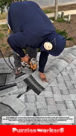 Roofing Nail Gun in Action! The Fastest Shingle Installation You'll Ever See