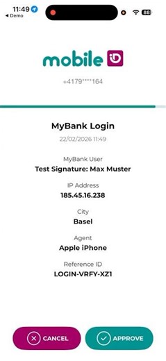 Demo of a MobileID App Authentication and automatic App-to-App switching