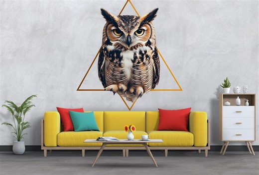Geometric Owl Wall Decal Modern Animal Wall Art Peel and Stick Owl Wall Sticker Living Room Bedroom Office Decor - Etsy