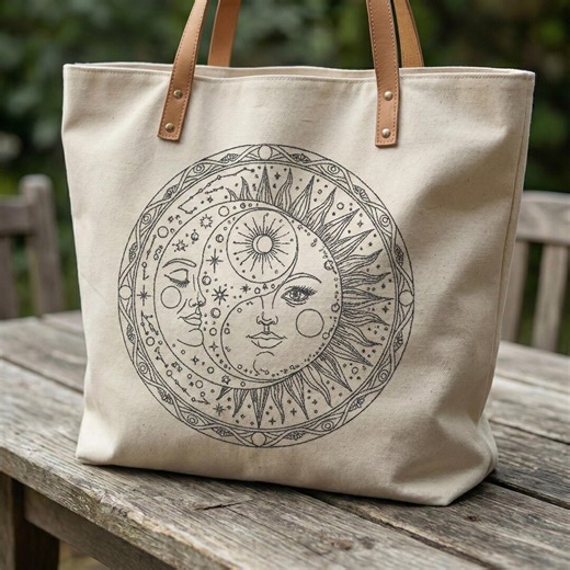 Celestial Sun and Moon Embroidery Design – Boho Mystical Art Machine File (PES DST EXP) - Etsy