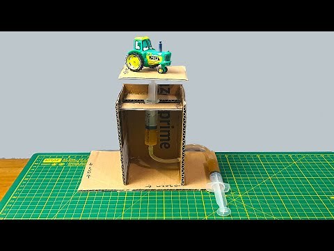 Hydraulic lift school science project - hydraulic lift working model - easy project - project work