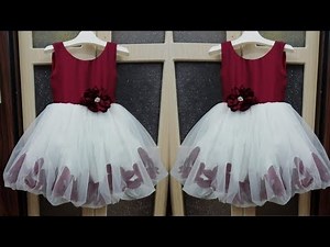 Beautiful flower dress with bubble hem for 5 year girl cutting and stitching