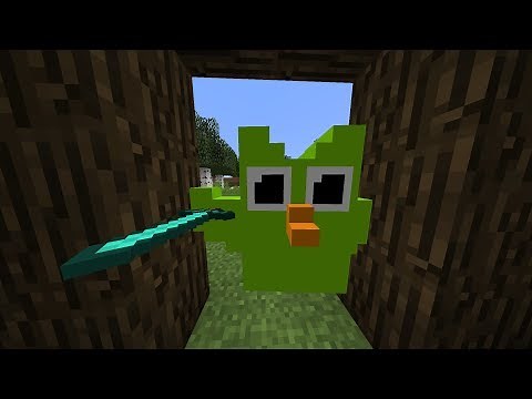 Minecraft but the duolingo bird hunts you down