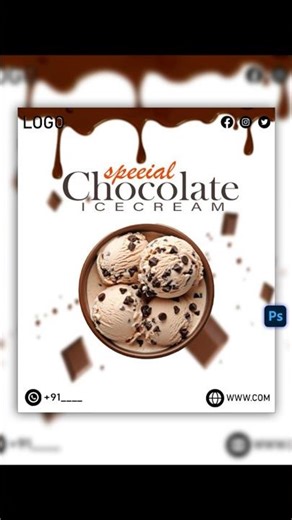 Chocolate Ice Cream Poster Design in Photoshop | Poster Design Tutorial #viral #trending #shorts