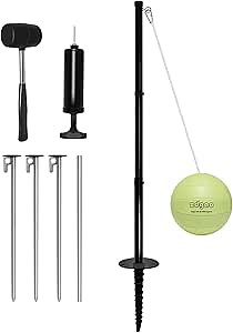 Amazon.com : Hoverphenix Tetherball Ball and Rope with Pole, Portable Tether Ball Set with Glow in Dark Ball, Pump, Stakes and Heavy Duty Poles for Outdoor Backyard : Sports & Outdoors
