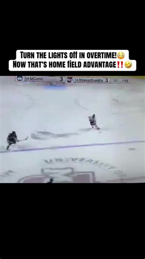 UMass turned the lights off when the opponent was on a scoring break in overtime!😳 #hockey #massachusetts #uconn #college #fyp