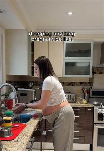 When you’re at the point in pregnancy where if you drop something… it lives there now😅 #pregnancyhumor #pregnancystruggles #ThirdTrimester #34weeks #thirdtrimesterbelike