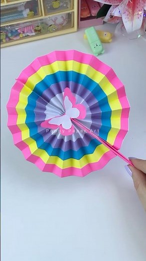 Cómo hacer un abanico de papel 🎐 Easy Paper Fan DIY #ideas #diy #craft #shorts