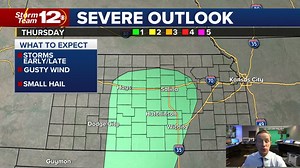 Prepare for thunderstorms later today, Thursday, and Friday. Here's a look at the timing and updated severe weather outlooks. | KWCH 12 News