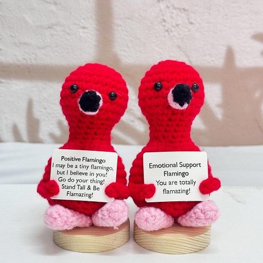 Adorable Crochet Flamingo With Positive Quotes,emotional Support Flamingo,positive Flamingo,crochet Animals,amigurumi Flamingo,gifts for Her - Etsy