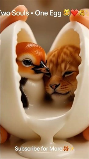 One Egg. Two Babies. Penguin & Lion 🥚🐧🦁 #asmr #cuteanimals #asmrshorts