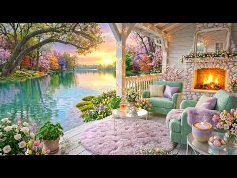 A Peaceful Spring Escape 🌸 Cozy Porch by the Water | Relaxing Piano Ambience