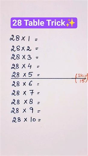 28 table trick🔥#shorts #tabletrick #fastcalculation #learntables #tableof31 #vedicmaths #mathstricks