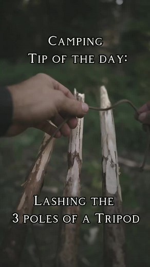 Easy way to Lash 3 Poles of a Tripod.………………………………………………………………. I use this method to boil water in my pot. ………………………………………………………………. It takes a few simple knots, the Clove hitch and half hitch mainly. And for hanging the pot you can either drop the cord down right to your pot wire, or carve a stick to use as a hanger.………………………………………………………………. #campingtips #camptips #bushcraft #camping #campinglife #nature #forest #bushcrafttips #howtocamp #clovehitch #halfhitch | The Bear Essentials Outdoors Co.