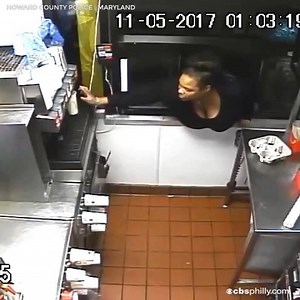 *** WANTED: MCDONALD'S DRIVE-THRU SUSPECT *** Police in #Maryland are searching for this woman who can be seen on video climbing through the drive-thru window of McDonald's. Authorities say she stole cash and food back on Nov. 5 around 1 a.m. Contact police at 410-313-STOP if you have any information. | CBS Philadelphia