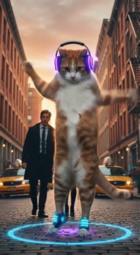 zooming in from space straight to a dancing cat 🚀🐱