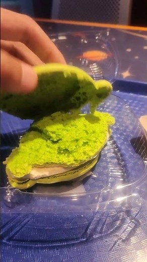 Chicken BBQ pineapple pizza & alien celebration Macaroon, Pizza Planet Disneyland Park CA (7/6/2025)