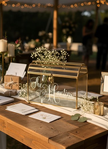 Gold and Glass Arched Wedding Card Box for Gift Table, Personalized - Etsy