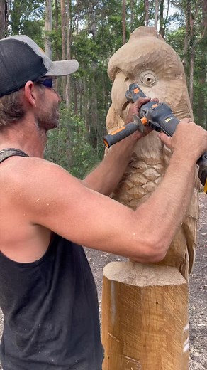 Sneak peek at @shane.artisan incredible craftsmanship! 🤩 He’s bringing this cockatoo to life using Arbortech’s new Cordless Mini Grinder, showing just how much detail and control the tool can deliver 💪🏽 Stay tuned to see the final results 👀 #woodworking #woodworker #powercarving #arbortech #carving #cockatoos #creative #tools #sculpture #fun #woodcarving #woodwork #wood #arbortechtools #cordlesstools #powertools | Arbortech