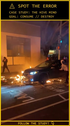 Human.Error.Study on Instagram: "ANALYSIS: When Collective IQ Drops to Zero ⚠️ Case File: 048-CHAOS Subject Status: Total Asset Loss / Arson The Tactical Failure: Mob Mentality: The crowd has shifted from "Spectators" to "Aggressors." They are no longer interested in cars; they are interested in entropy (chaos). Zone Contamination: The Subaru driver attempts to navigate a "Hot Zone" (Fire + Explosives) instead of evacuating. In a riot scenario, your vehicle is your lifeboat—do not drive it into 