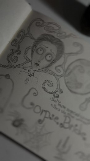Corpse bride🐈‍⬛🖤✨#art #artistsoftiktok #drawings #scketchbook #corpsebride #timburton