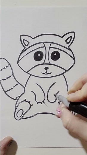 How to Draw a Raccoon for Kids. Easy Drawing Lesson for Kids. Step by Step