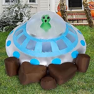 5ft Crashing UFO Alien Inflatable Decoration with Color Changing Lights