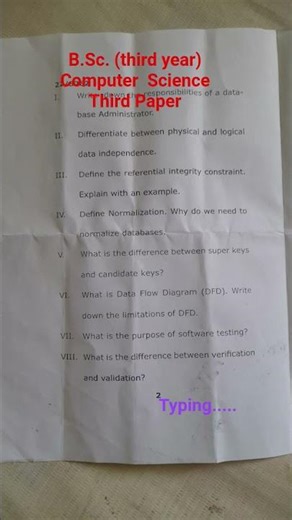 B.Sc. 3rd year computer science (third paper)