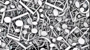 Falling Musical Notes Animation Transition, on Alpha Channel, Loop