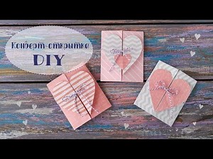 Post card - Envelope with heart DIY. Easy! how to make a valentine post card.