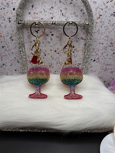 Bling Rainbow Wine Glass Charms/keychain - Etsy