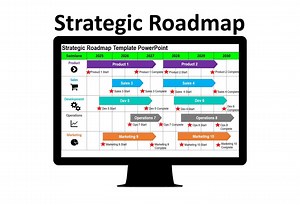 Modèle de feuille de route stratégique | Feuille de route PowerPoint | Plan de projet sur une page | Feuille de route du projet | Calendrier du projet - Etsy France