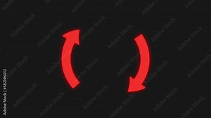 Rotating red arrows 3d render animation. High quality 4k looped video.