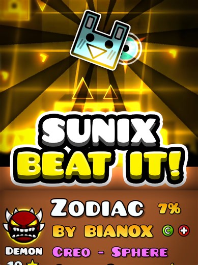Sunix JUST BEAT ZODIAC! 💪 The Geometry Dash legend Sunix, who verified iconic levels like Sonic Wave and Death Corridor Z, finally beat Zodiac as his first new hardest in 8 years. GG! Music: Nintendo eShop Theme May 2019 Background gameplay: Collapse by Nexel #geometrydash #gd #sunix #sonicwave #zodiac
