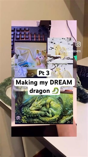 🐉 Part 3 of making a HUGE green dragon #crochet #dragon #crochetwithme