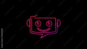 Chatbot ai online assistant support and artificial intelligence chat bot line symbol loopable background. Cyber technology abstract concept icon seamless and loop simple animation.