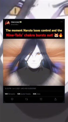 The moment 😱 Naruto loses control and the Nine-Tails’ chakra bursts out! #Naruto #NineTails #Naruto
