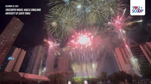 474K views · 6K reactions | GONNA BE GOLDEN ✨ WATCH: The University of Santos Tomas capped off its Paskuhan festivities with an 8-minute fireworks presentation featuring songs from GMA’s Encantadia Chronicles: Sang’gre and Netflix animated hit Kpop Demon Hunters. #YouScoop Courtesy: YouScooper Miguel Angelo Sumalinog | GMA News | Facebook