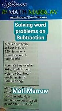 How to solve Word Problems on Subtraction @MathMarrow