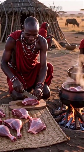Maasai Hunters Cook Their Catch Over Clay Pots & Fire #triballife #authentic #shorts