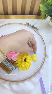 New Ribbon Embroidery design with theme of flowers in a basket | Asnimar Embroidery