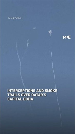 Interceptions and smoke trails over Qatar's capital Doha
