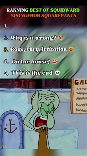 Ranking Best of Squidward in Spongebob Squarepants #shorts