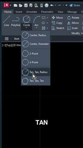Comando Tan Tan Radius no AutoCAD em 1 Minuto! #AutoCADDicas #cursodeautocad #arquitetura