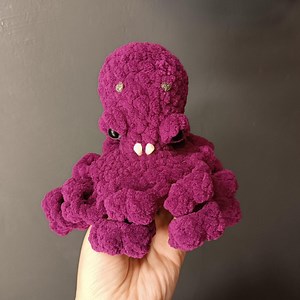 Gothic Amigurumi Octopus Plush ,handmade Purple Octopus With Teeth & Silver Hearts , Soft Crochet Toy - Etsy