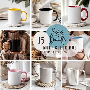 Multicolor Handle Mug Mockup Bundle | 15 Photoshop PSD & Canva Drag and Drop PNG (digital Download) 585 - Etsy